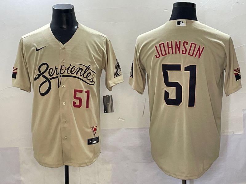Men 2025 Arizona Diamondback 51 Johnson Cream City Edition Nike MLB Jersey style 5